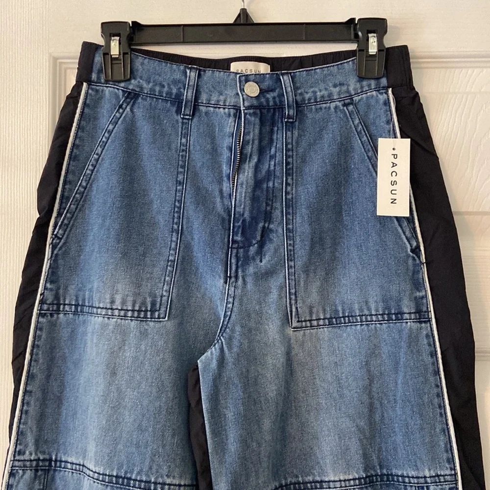 PacSun Blue Flare Wide-Leg Jeans size XS brand new inseam 32” waist 28” - Picture 2 of 12